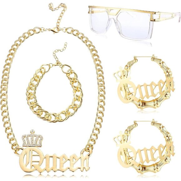 80s/90s Hip Hop Queen Costume Jewelry Accessories Set for Women Party Wear main image 6